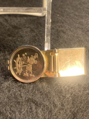 Anson 1987 Disney fine 925 silver Gold Mickey Mouse Steamboat Willie MoneyClip