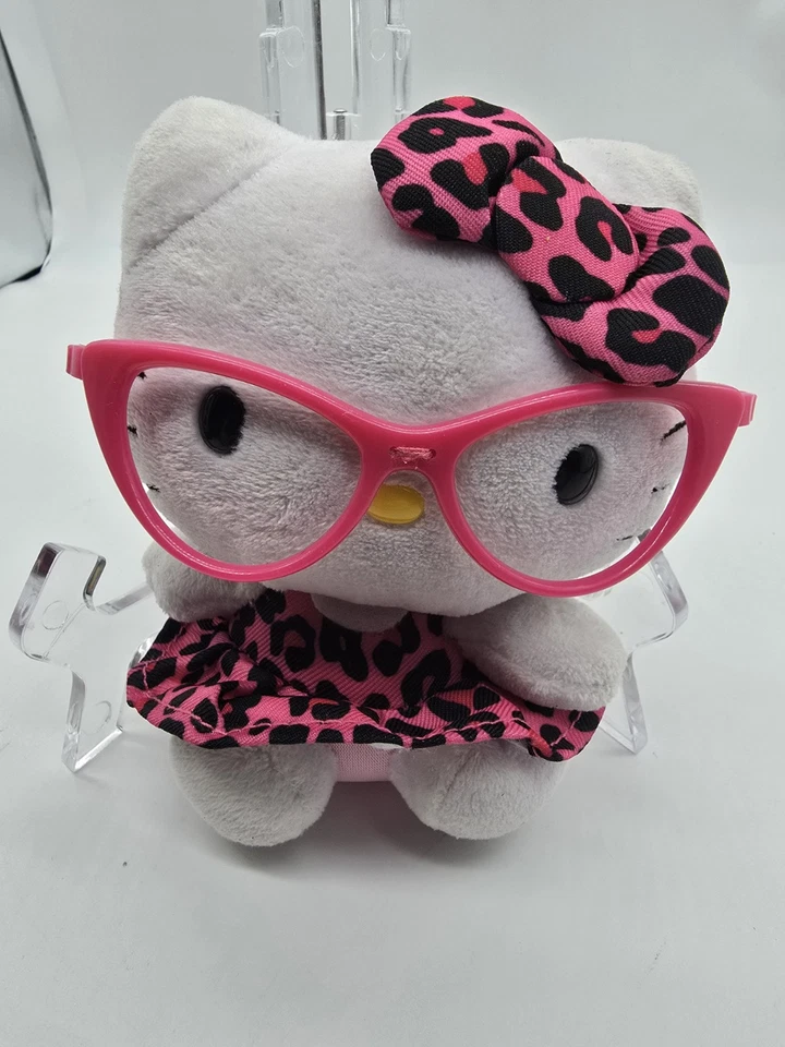 Gafas de vestir Ty Beanie Baby Hello Kitty 6" felpa rosa leopardo coleccionables Foto 3 de 4