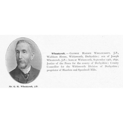 George Hanson Wheatcroft of Waltham House, Wirksworth antiker Druck 1901