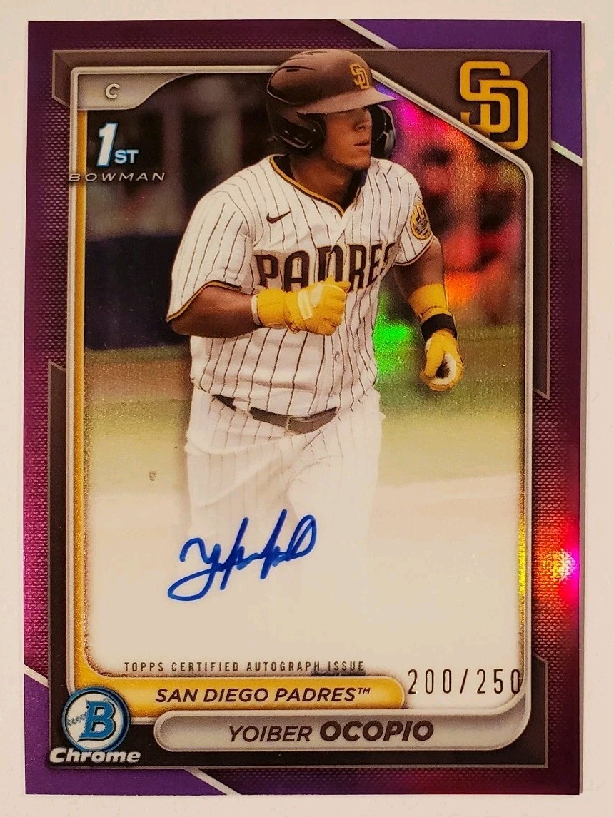 Yoiber Ocopio 2024 Bowman Chrome - #CPA-YO Prospect Auto Purple /250 (RC)!