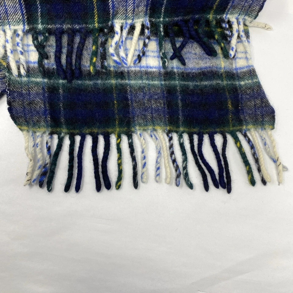 Brooks Brothers 羊毛围巾海军蓝绿色格子 50 英寸 x 10 英寸无孔或障碍状况良好 — 第 3/4 张图片