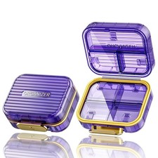 Small Pill Box, Travel Pill Organizer, Compact 7-Compartment Moistureproof Pi...