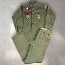 Vtg 60s Boy Scouts Uniform Shirt Pants Set Texas Italy Patches Sanforized BSA