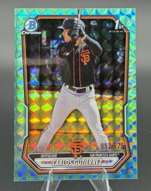 2026 Bowman Chrome Carlos Gutierrez 1st Aqua Geometric /125 BCP-14 Giants