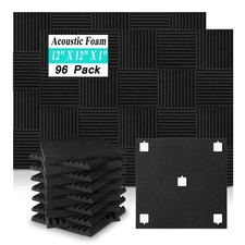 96 Pack Sound Proof Foam Panels,12" 12" 1" Acoustic 96 Pack, Black