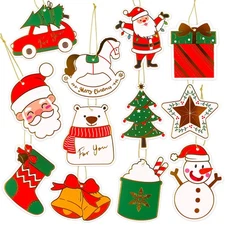 120 PCS Christmas Gift Tags, Xmas Paper Tags with Gold String for DIY Christm...