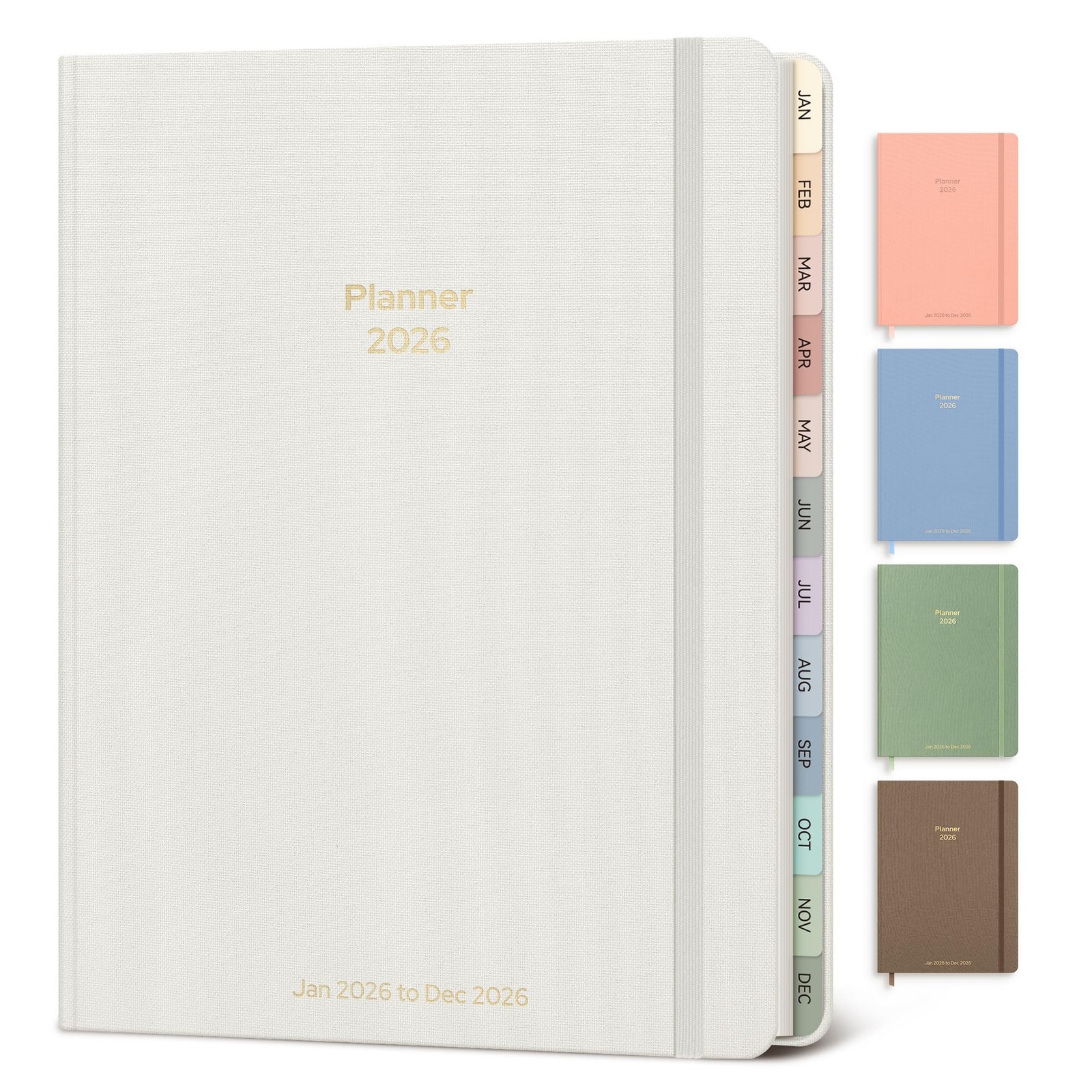 2026 Agenda Planner, Weekly Monthly Layout, Hardcover Notebook, Off White