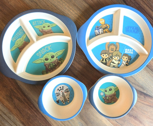 Star Wars 4pc Kids Bamboo Fiber Plate Bowl Set Best Buds Baby Yoda