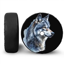 Spare Tire Cover w/ Camera Hole Wolf Design Jeep Wrangler RV SUV 4x4