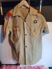 Boy Scouts of America BSA Uniform Shirt Size Mens Medium With Patches
