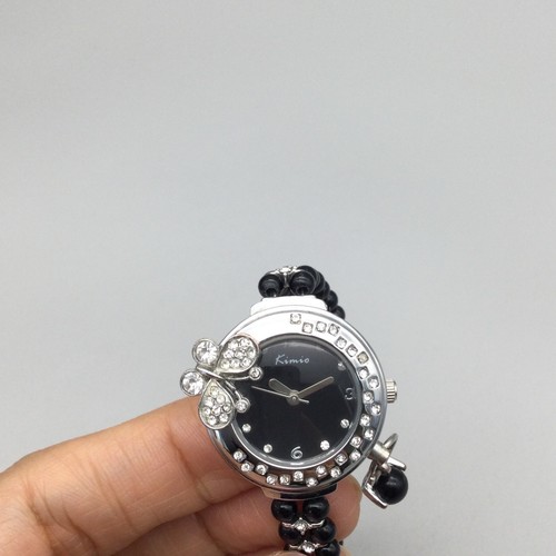 Kimio Watch Women 29mm Silver Tone Black Beaded Wrap Band New Battery 13.5" - Picture 7 of 15