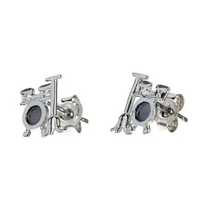 GOLDENA24 Pendientes de plata 925 batería 1 par de joyas musicales Rockys