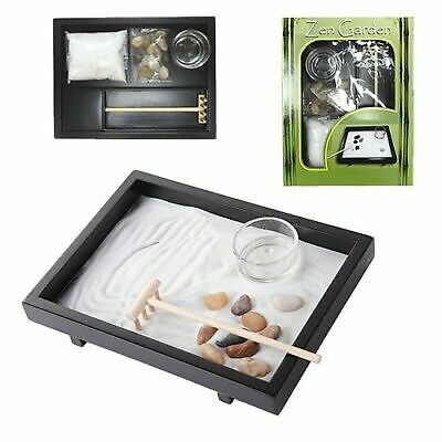 Wu Xin Zen Garden Set Rocks And Sand Garden With Rake & Tea 