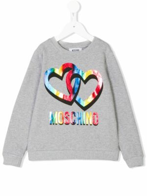 NWT NEW Moschino kids girls gray heart logo sweatshirt 6y