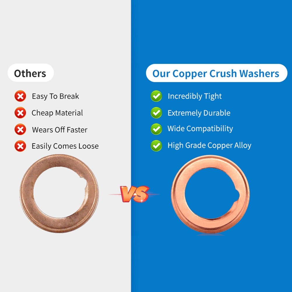 10PCS Oil Crush Washers for Nissan Durable Metal Material Easy