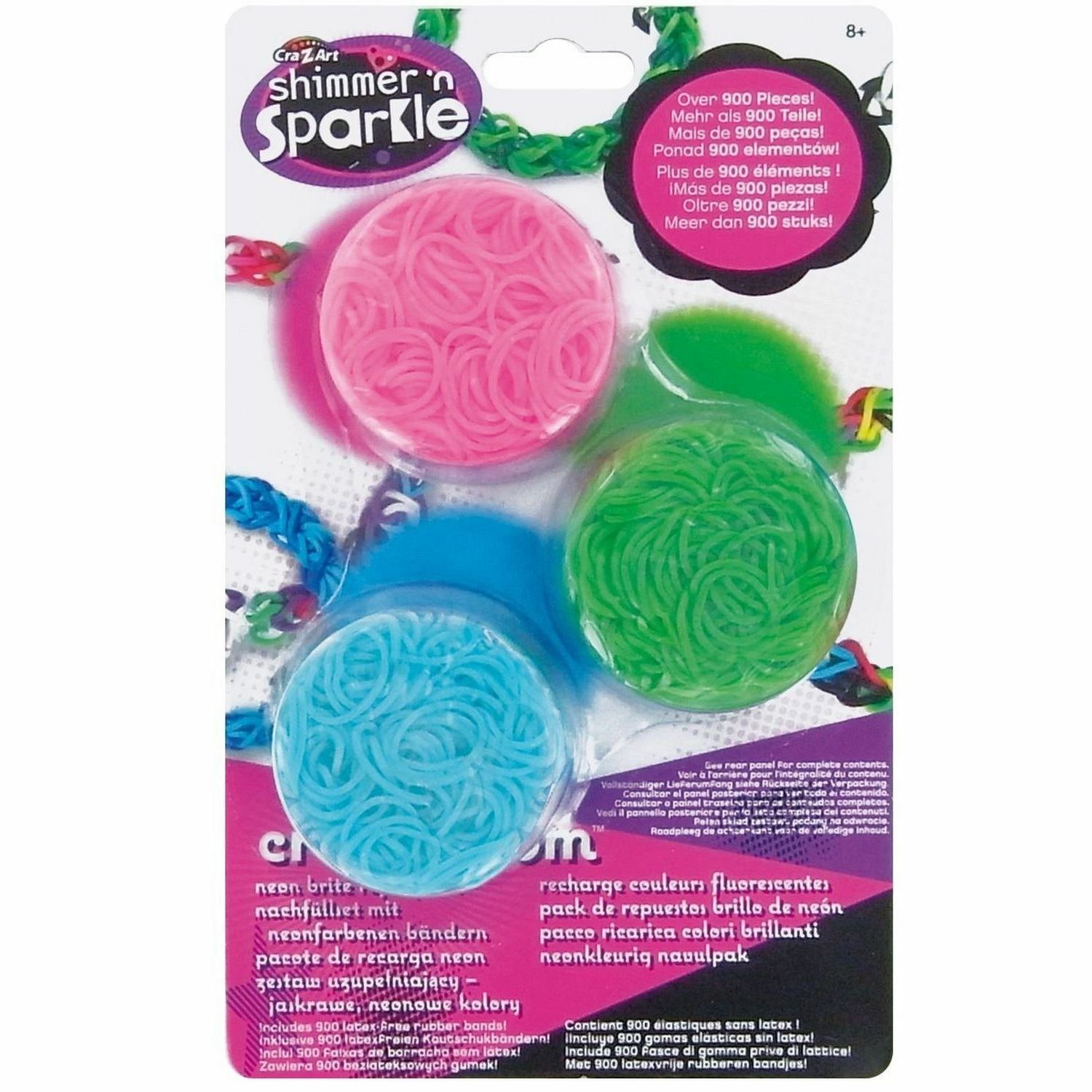 Cra-Z-Loom 17103 Neon Refill 900 Rubber Band Set of 3 Colours