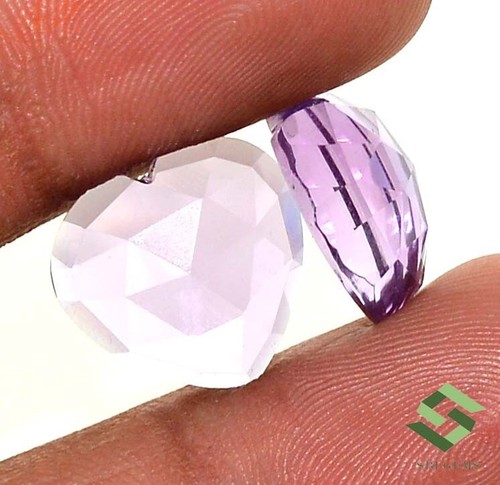 Natural Amethyst Briolette Cut Heart Shape Pair 15x15 mm 18.67 CTS Loose Gems - Picture 6 of 9