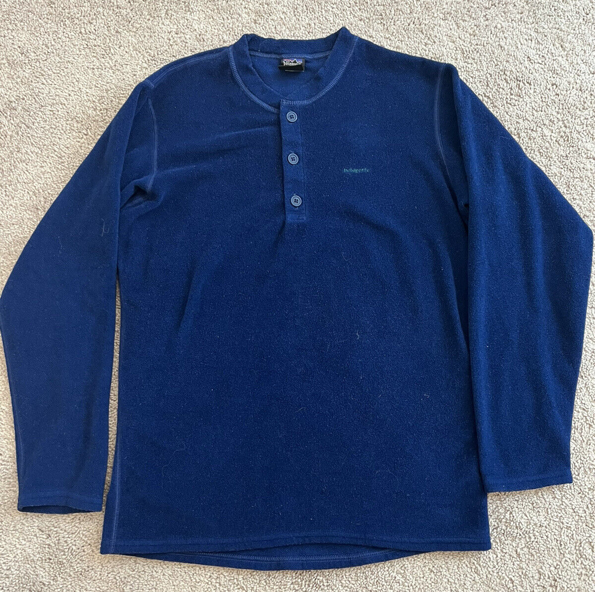 Vintage Patagonia Capilene Henley Fleece Base Layer Blue Vintage Patagonia Capilene Henley Fleece Base Layer Blue