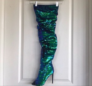 thigh high sequin boots