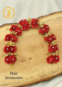 Indian Women 2 Hair Accessories Floral Jewelry For Bridal Bun