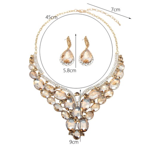 Crystal Necklace Earring Statement Choker Bibs Collar Bridal Wedding Jewelry Set - Picture 58 of 77