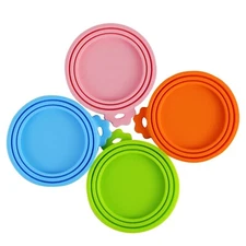 4PK Pet Can Silicone Covers Universal Dog Cat Can Lid BPA Free & Dishwasher Safe