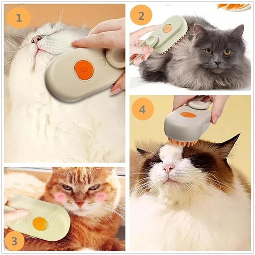 Cat Steam Brush Steamy Dog Brush 3 in 1 Electric Spray Massage Pet Grooming - Picture 4 of 9