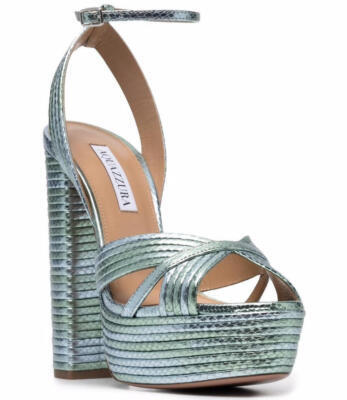 Aquazzura Sundance Metallic Platform Sandals Size 39EUR/8.5