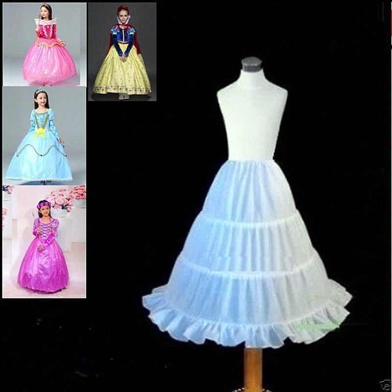 New Flower Girl Bridesmaid 1 layer 3 Hoops White Underskirt Petticoat One Size - Image 2 of 2