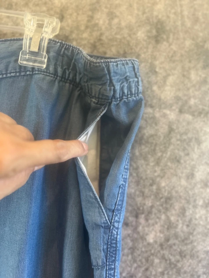 Pantalones Ligeros JOE FRESH Talla L Cintura Elástica Bolsillos Cortados Gris Foto 3 de 4