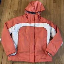 Ladies Xl Trespass Hooded Zip Up Orange And White Winter, Boarding, Ski Jacket