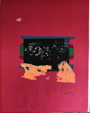 SANTE MONACHESI serigrafia Incontri a Milano con Charlie Chaplin 1972 70x50   2