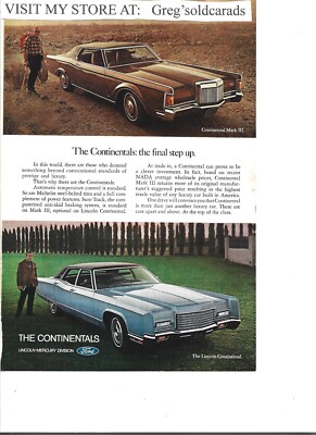 Original 1971 Lincoln Continental and Mark III print ad: ''...the final step up''