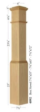 4092 Box newel Post Maple/Cherry/Hickory/Mahogany Rail Parts Species 