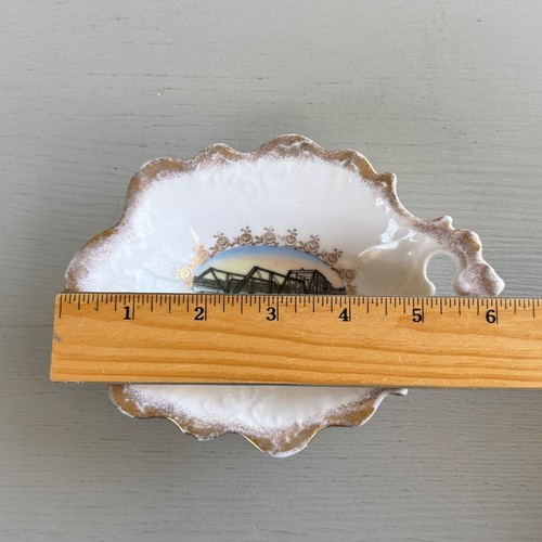 Vintage Larned KS Arkansas River Steel Bridge Souvenir Dish Bowl Wheelock - 第 8/12 張圖片