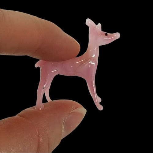 Vintage Art Glass Animal Figurine DEER Hand Blown Japan Pink Fawn Small Tiny - Picture 7 of 10