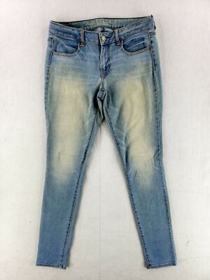 American Eagle Sz 8 Long Jegging Soft Modern Denim Broken In Light Wash