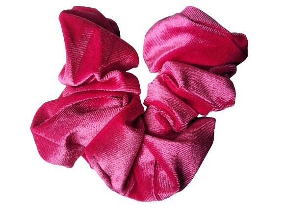 NEW 15cm Fuchsia Pink Large Velvet Scrunchie Elasticated Bobble Hair Tie Fashion