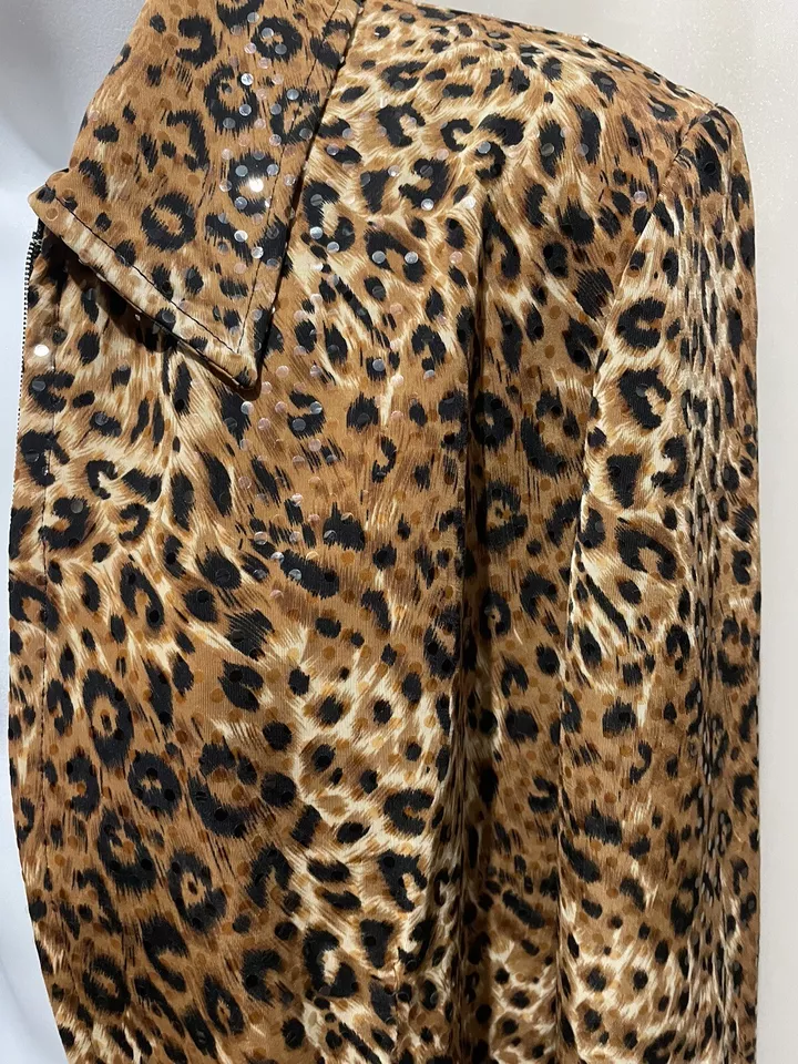 Joseph Ribkoff Animal Print Zip Front Short Jacket Women’s S/M - Image 2 of 4