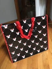 LARGE Disney Reusable Tote Shopping Bag~Minnie Mouse Ears Black Red White~NEW