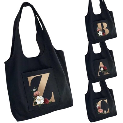 Premium Baumwolle Canvas Einkaufstasche Schultertasche Shopper Taschen wiederverwendbar