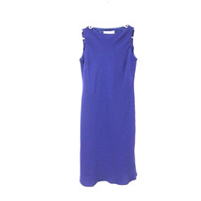 Evan Picone Vtg Womens Dress 10 Sheath Career Purple Sleeveless Office Boatneck