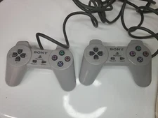 (2) Sony PlayStation PS1 Official OEM Gray Controller SCPH-1080 Tested Working!