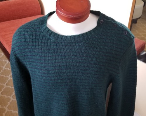 Bonobos Mens XL Pure Shetland Wool Longsleeve Sweater Navy/Green - Picture 3 of 8