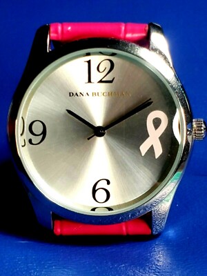Beautiful Dana Buchman Pink Ribbon Women's Quartz Watch with Hot Pink Strap