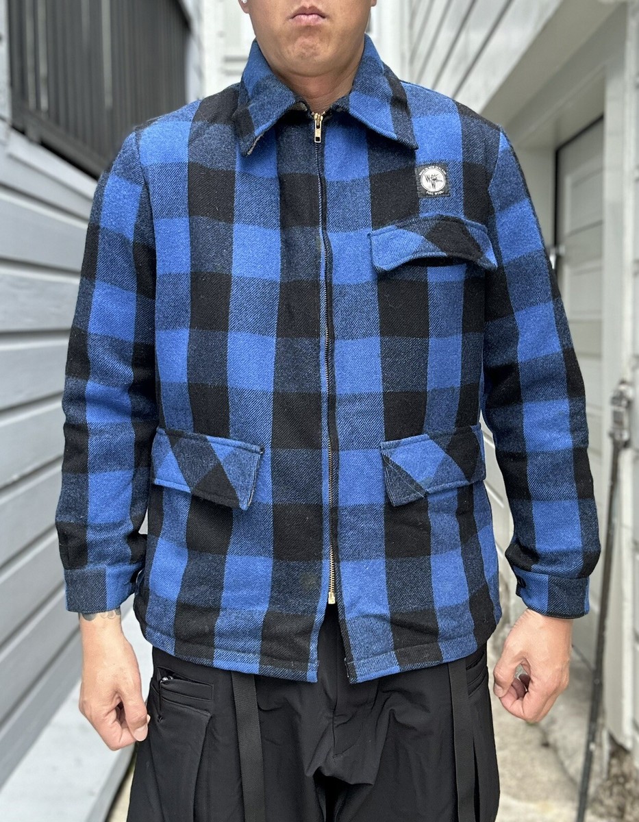 New Zealand Wild Weather Buffalo Plaid Blue Wool Jacket Coat