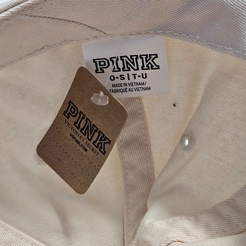 Victoria’s Secret PINK Hat Baseball Cap Cream & Mauve Strapback Adjustable NWT - Picture 6 of 8