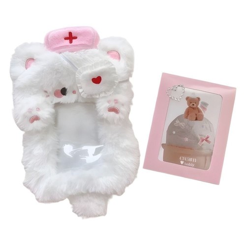 Bear Plush Photocard Case Cartoon Bus Door Cards Sleeve Bag Pendants