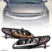 Switchback Sequential For 2006-2011 Civic Sedan Black Headlights Wled Tube Bar