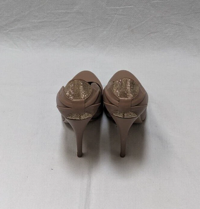 Décolleté Valentino tacco beige viuve in pelle impreziosita plateau taglia 38 US 8